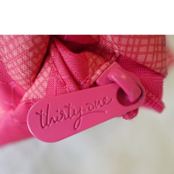 Thirty-One All Pro Tote Bag /Coral Punch Color /Chevron Fushia and Pink Striped - Picture 6 of 13